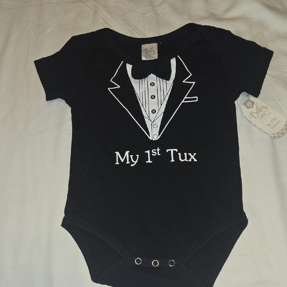Mud Pie Black Tuxedo Baby Bodysuit